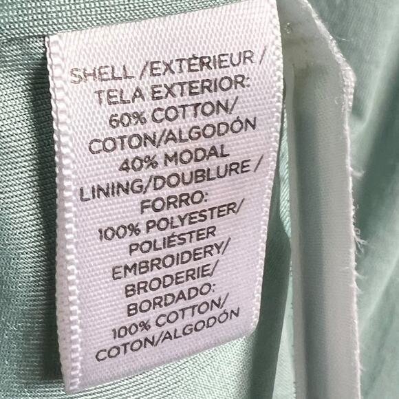 LOFT Mint Green Embroidered Sleeveless Dress, Size 8, Cotton-Modal Blend - Picture 6 of 9